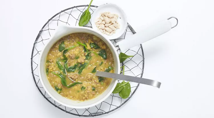 Spinat-Linsen-Suppe mit Hack
